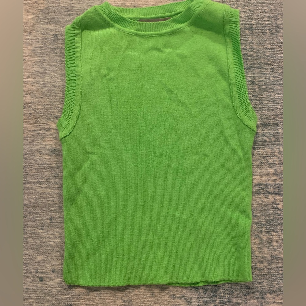 Bright green girls sleeveless sweater